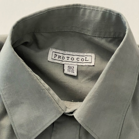 Protocol Men’s Button Up Short Sleeve Shirt Green 15 1/2 33-34 - Picture 6 of 10